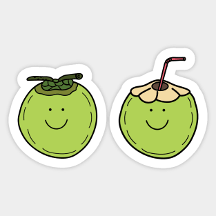 smiling fruit green coconut Sticker
